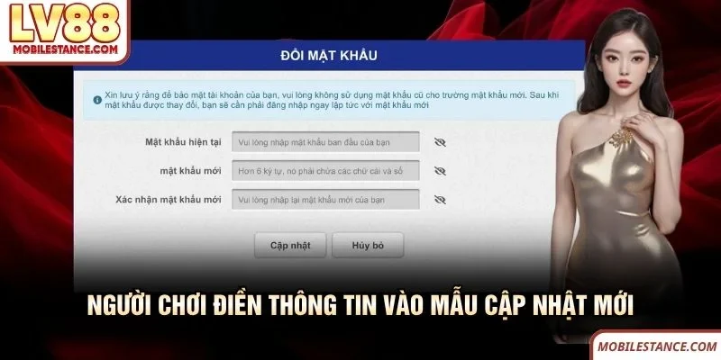  Người chơi điền thông tin LV88 vào mẫu cập nhật mới